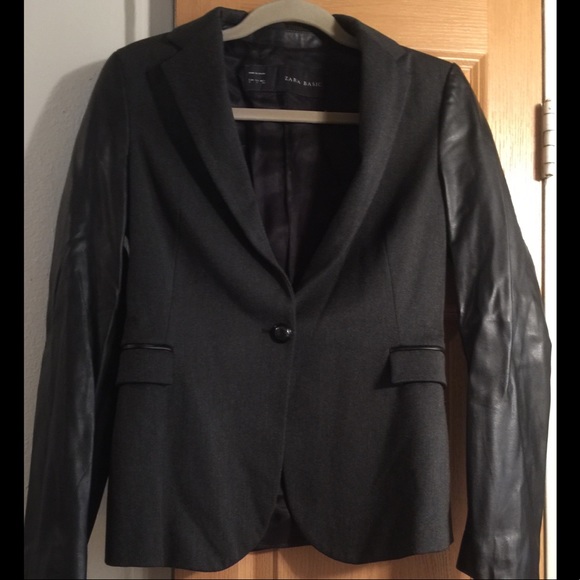 Zara Blazer w Faux-Leather Sleeves! Size S, EUC! - Picture 4 of 8